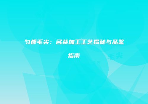 匀都毛尖：名茶加工工艺揭秘与品鉴指南