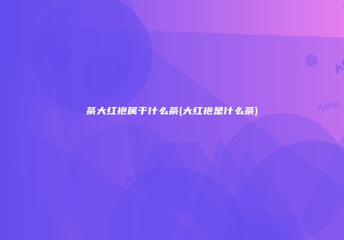 茶大红袍属于什么茶(大红袍是什么茶)
