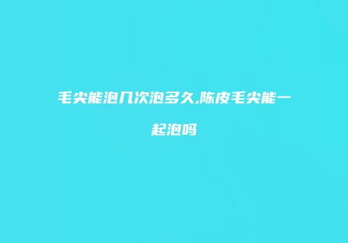毛尖能泡几次泡多久,陈皮毛尖能一起泡吗
