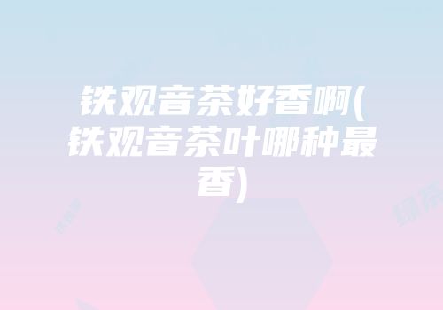 铁观音茶好香啊(铁观音茶叶哪种最香)