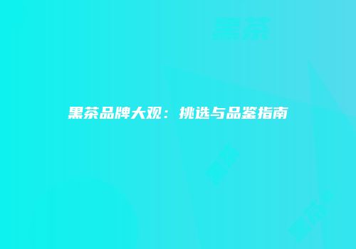 黑茶品牌大观：挑选与品鉴指南