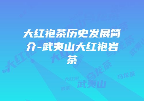大红袍茶历史发展简介-武夷山大红袍岩茶