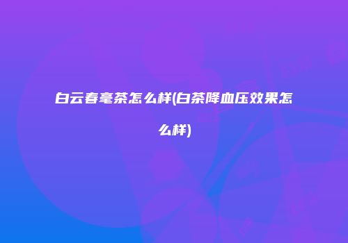 白云春毫茶怎么样(白茶降血压效果怎么样)