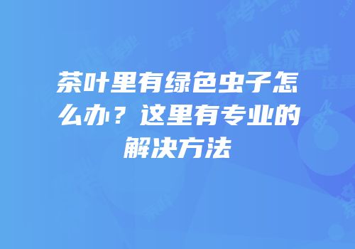 茶叶里有绿色虫子怎么办？这里有专业的解决方法