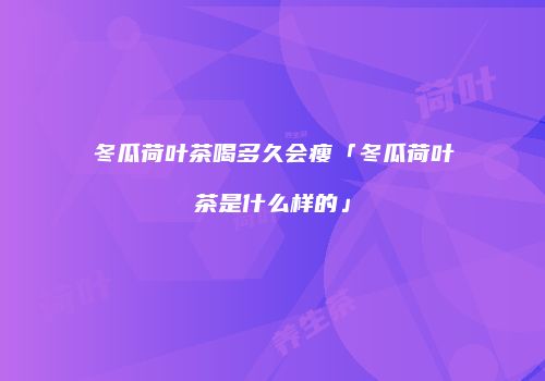 冬瓜荷叶茶喝多久会瘦「冬瓜荷叶茶是什么样的」