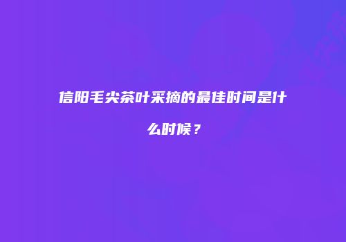 信阳毛尖茶叶采摘的最佳时间是什么时候？