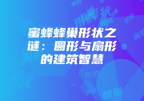 蜜蜂蜂巢形状之谜：圆形与扇形的建筑智慧