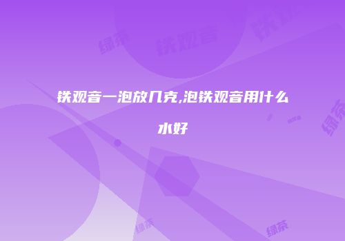 铁观音一泡放几克,泡铁观音用什么水好