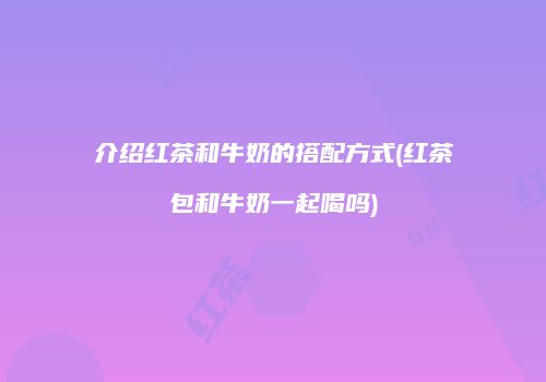 介绍红茶和牛奶的搭配方式(红茶包和牛奶一起喝吗)