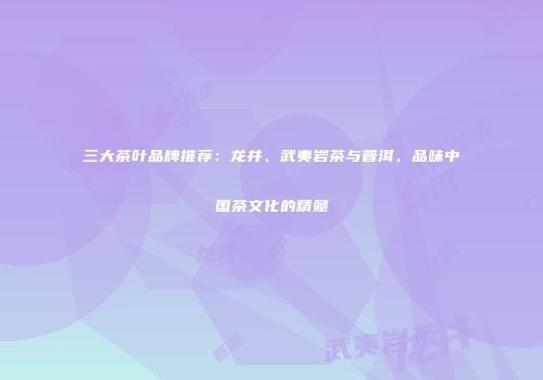三大茶叶品牌推荐：龙井、武夷岩茶与普洱，品味中国茶文化的精髓