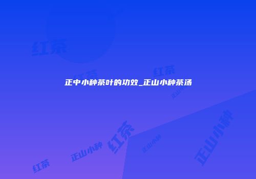 正中小种茶叶的功效_正山小种茶汤