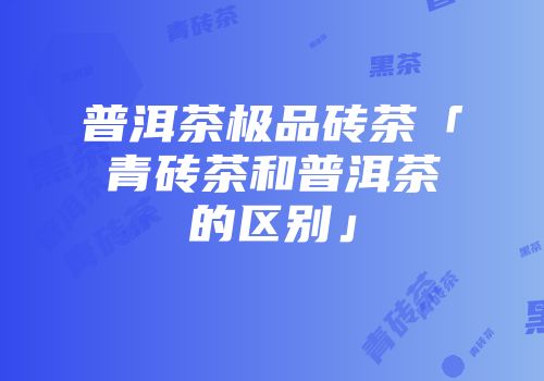 普洱茶极品砖茶「青砖茶和普洱茶的区别」