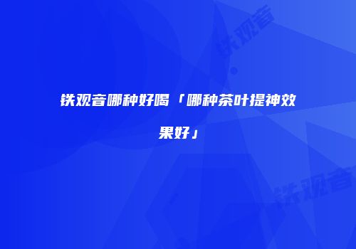 铁观音哪种好喝「哪种茶叶提神效果好」