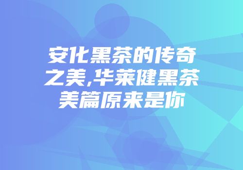 安化黑茶的传奇之美,华莱健黑茶美篇原来是你