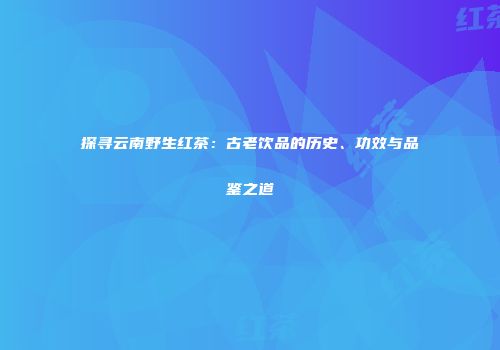 探寻云南野生红茶：古老饮品的历史、功效与品鉴之道