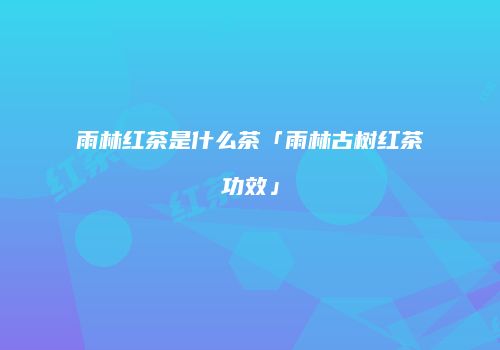 雨林红茶是什么茶「雨林古树红茶功效」