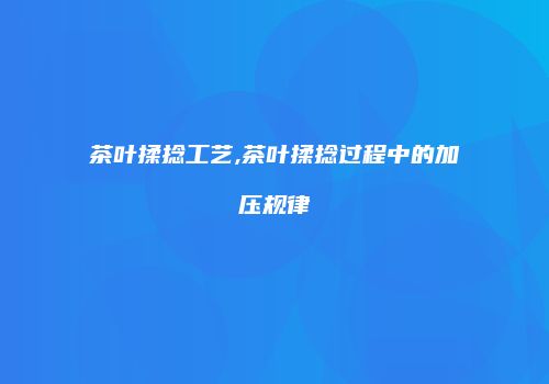 茶叶揉捻工艺,茶叶揉捻过程中的加压规律