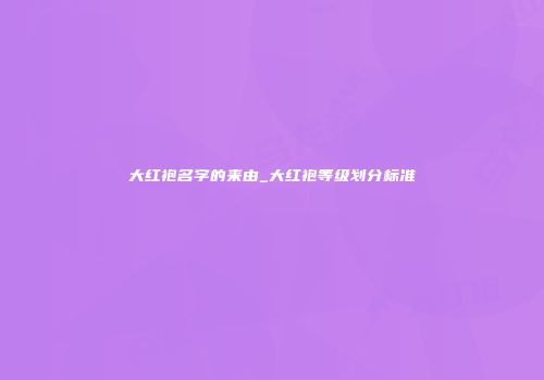大红袍名字的来由_大红袍等级划分标准