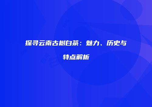 探寻云南古树白茶：魅力、历史与特点解析