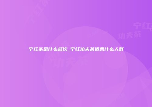 宁红茶是什么档次_宁红功夫茶适合什么人群