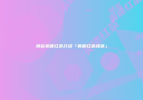 清远英德红茶介绍「英德红茶绿茶」