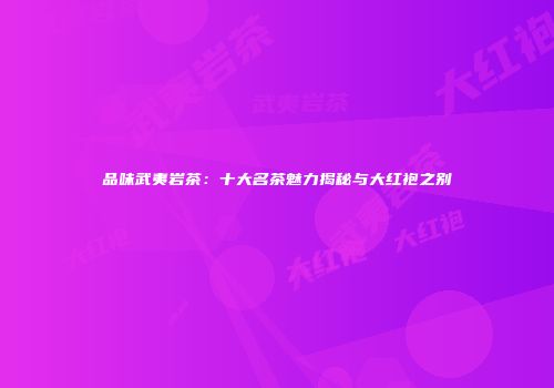 品味武夷岩茶：十大名茶魅力揭秘与大红袍之别