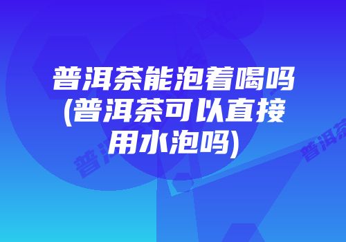 普洱茶能泡着喝吗(普洱茶可以直接用水泡吗)