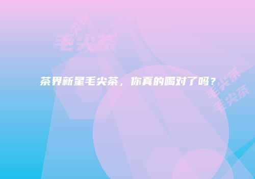 茶界新星毛尖茶，你真的喝对了吗？