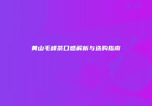 黄山毛峰茶口感解析与选购指南