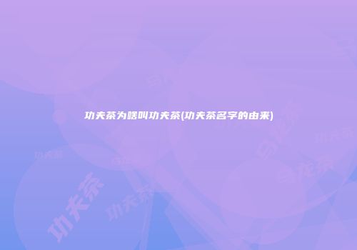 功夫茶为啥叫功夫茶(功夫茶名字的由来)