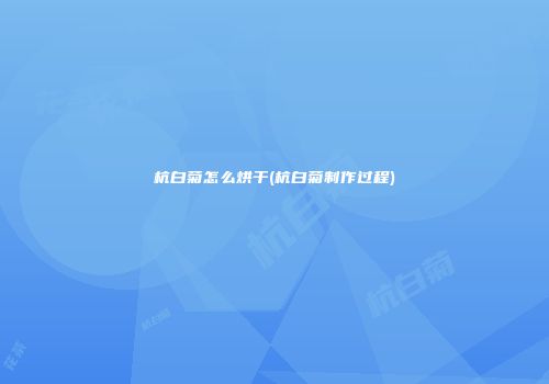 杭白菊怎么烘干(杭白菊制作过程)