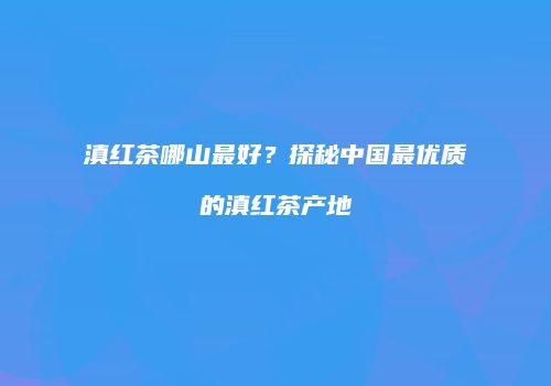 滇红茶哪山最好？探秘中国最优质的滇红茶产地