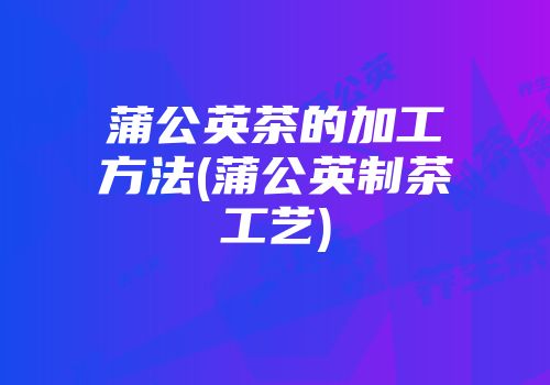 蒲公英茶的加工方法(蒲公英制茶工艺)