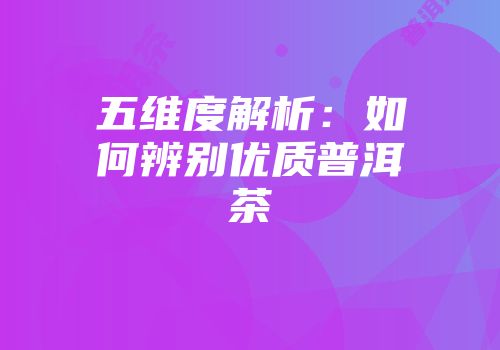 五维度解析：如何辨别优质普洱茶