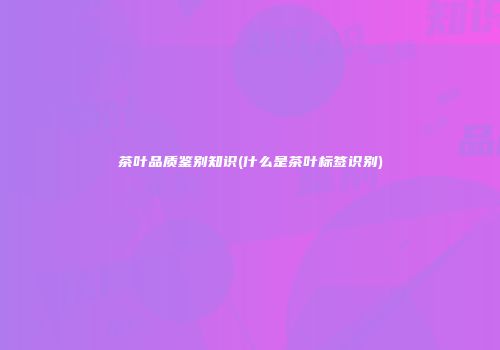 茶叶品质鉴别知识(什么是茶叶标签识别)