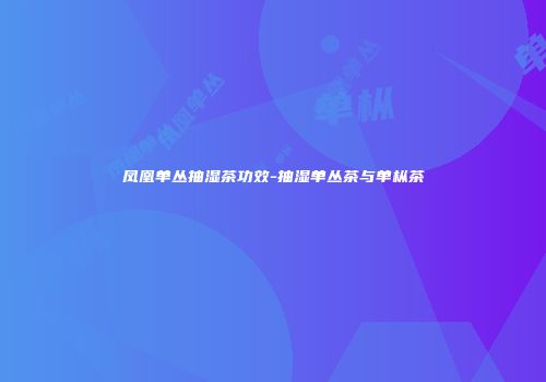 凤凰单丛抽湿茶功效-抽湿单丛茶与单枞茶