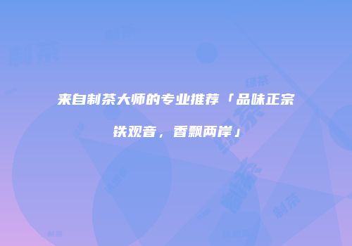 来自制茶大师的专业推荐「品味正宗铁观音，香飘两岸」