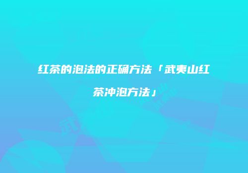 红茶的泡法的正确方法「武夷山红茶冲泡方法」