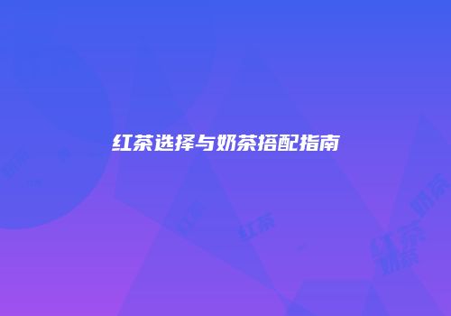 红茶选择与奶茶搭配指南