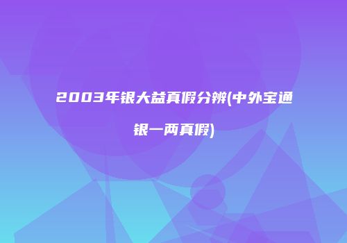 2003年银大益真假分辨(中外宝通银一两真假)