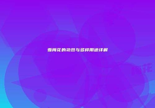 雪梅花的功效与多样用途详解