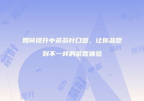 如何提升中茶茶叶口感，让你品尝到不一样的茶香体验