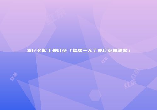 为什么叫工夫红茶「福建三大工夫红茶是哪些」