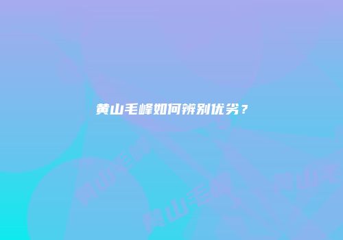 黄山毛峰如何辨别优劣？