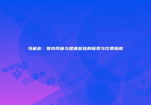 马黛茶：独特风味与健康益处的探索与饮用指南