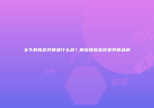 乡下的陈茶究竟是什么茶？解密属岩茶还是其他品种