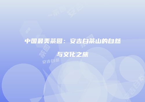中国最美茶园：安吉白茶山的自然与文化之旅