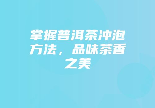 掌握普洱茶冲泡方法，品味茶香之美