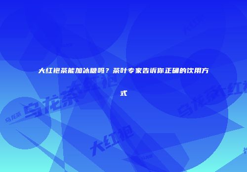 大红袍茶能加冰糖吗？茶叶专家告诉你正确的饮用方式
