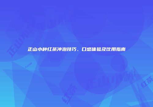 正山小种红茶冲泡技巧、口感体验及饮用指南
